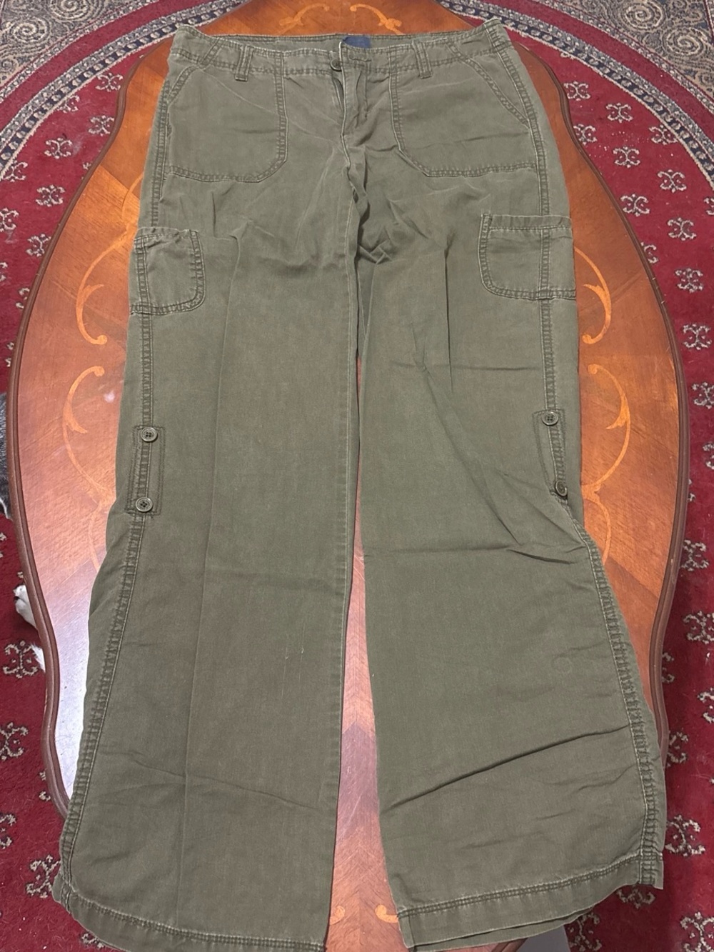 Olive Green Straight-Leg Cargo Pants